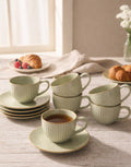 Pastel Green - طقم 6 فنجان شاي بالطبق