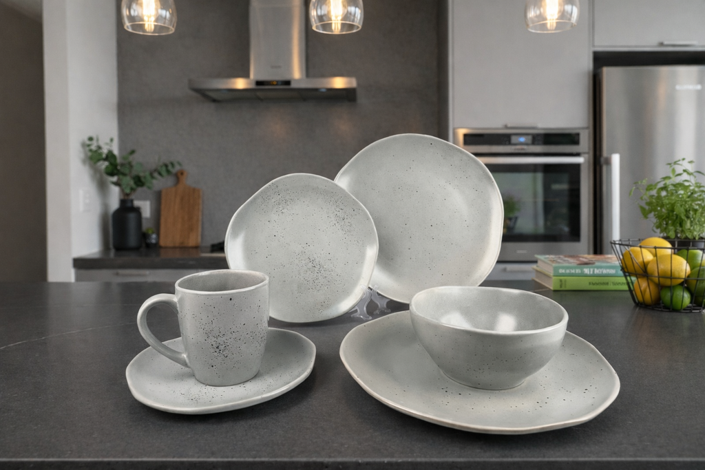 Gray - طقم عشاء  سيراميك - 16 قطعة