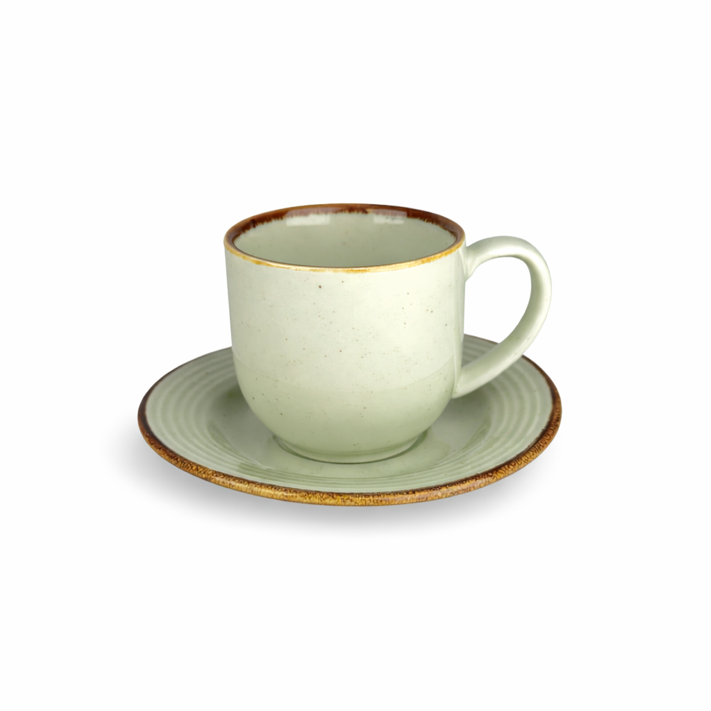 Pastel Green - طقم 6 فنجان قهوة  بالطبق