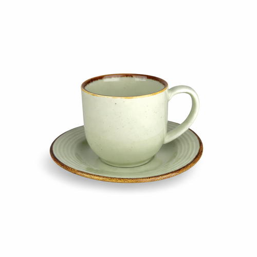 Pastel Green - طقم 6 فنجان قهوة  بالطبق
