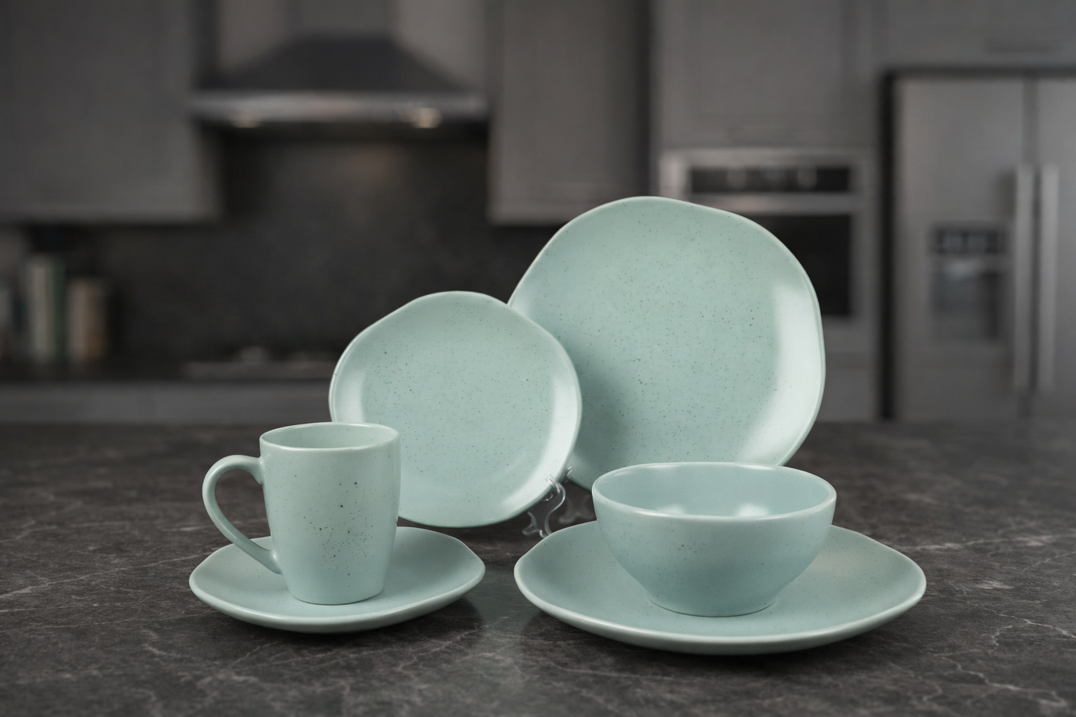 Mint Green -طقم عشاء سيراميك - 16 قطعة