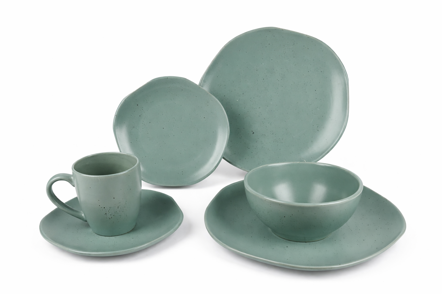 Mint Green -طقم عشاء سيراميك - 16 قطعة